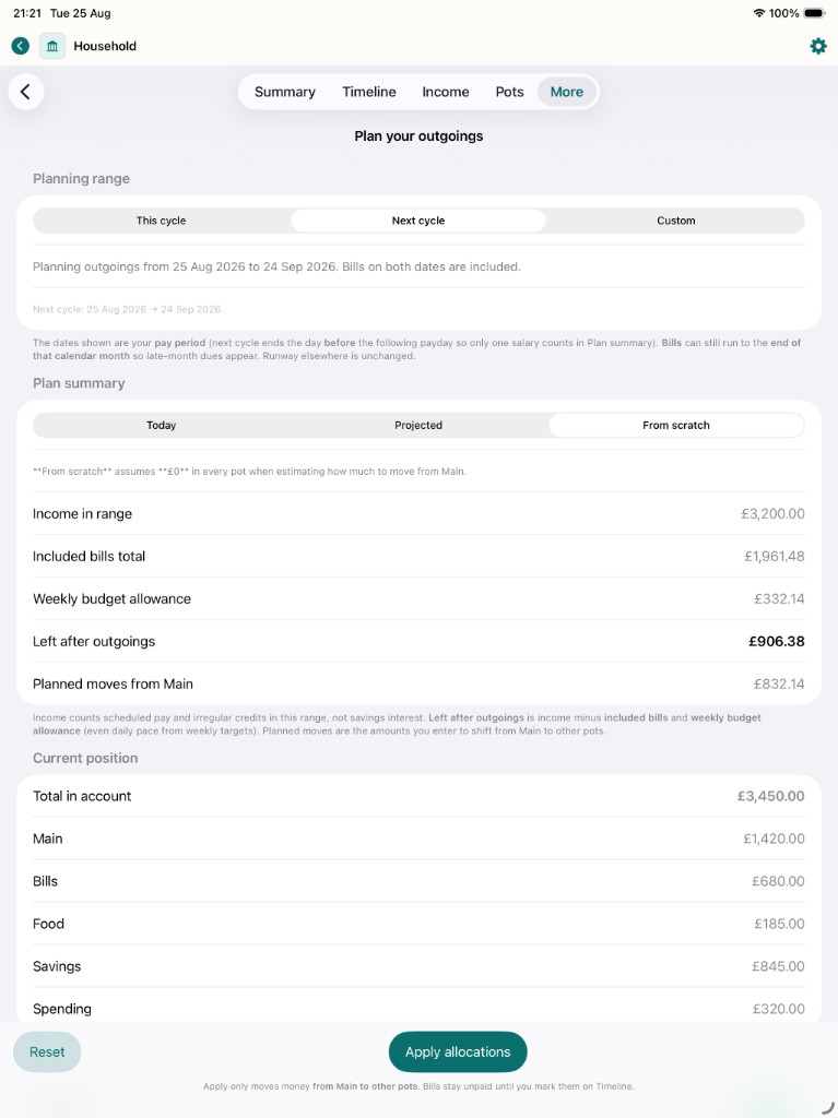 Plan your outgoings on iPad